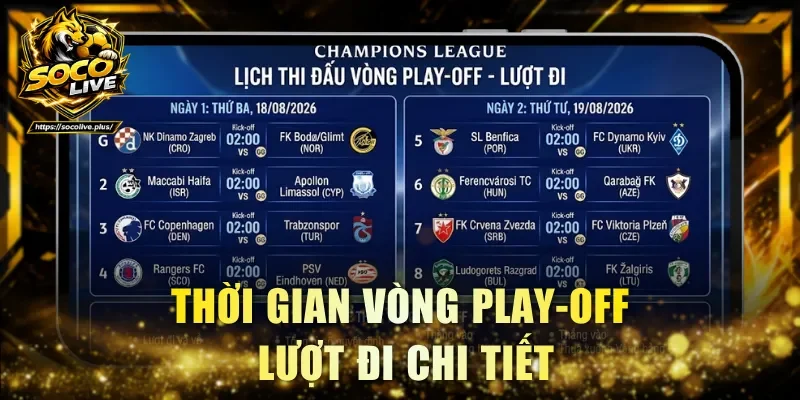 Thời gian vòng Play-off lượt đi chi tiết